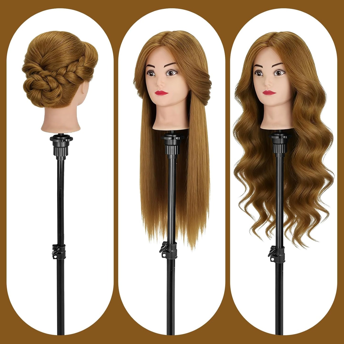 Cabeza de maniquí con 90% cabello humano, cabeza de muñeca de pelo...