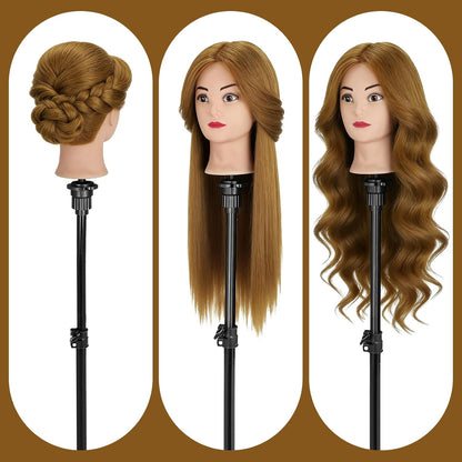 Cabeza de maniquí con 90% cabello humano, cabeza de muñeca de pelo...
