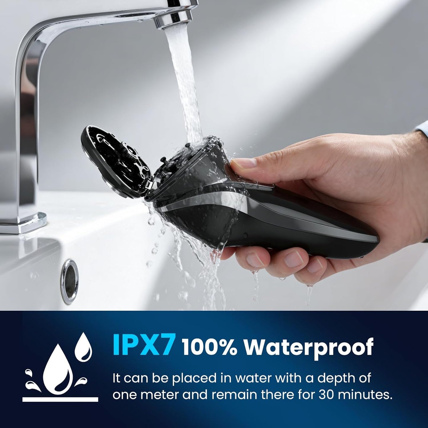 Maquinilla de afeitar eléctrica para hombres con recortadora emergente, afeitadora eléctrica recargable IPX7 impermeable, afeitadoras de carga rápida para hombres, tiempo de funcionamiento de 120