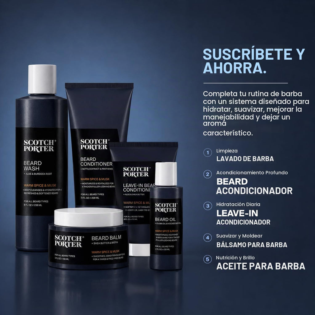 Scotch Porter Champú hidratante para lavado de barba, especias cáli...