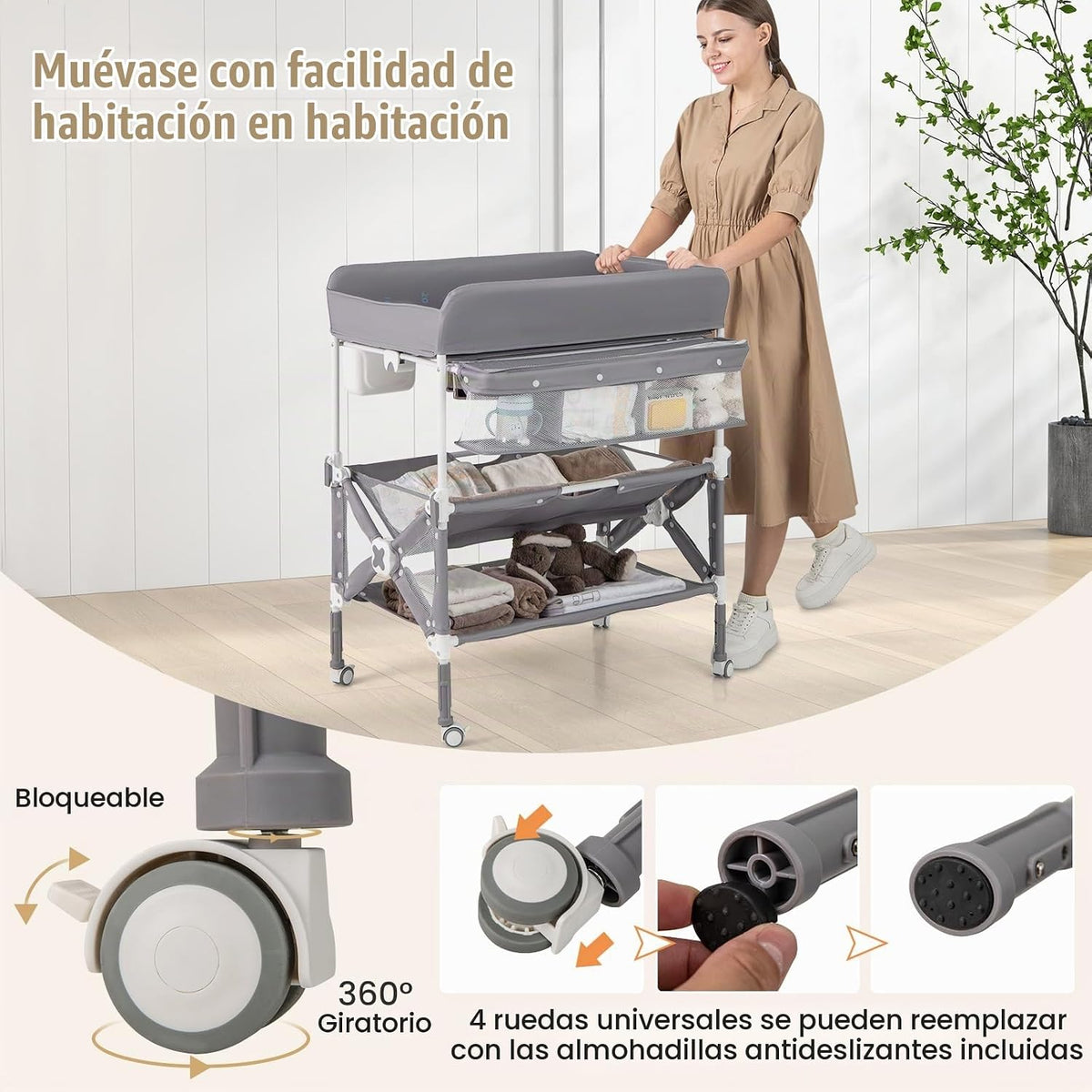 BABY JOY Cambiador portátil para bebé, estación de cambio de pañale...