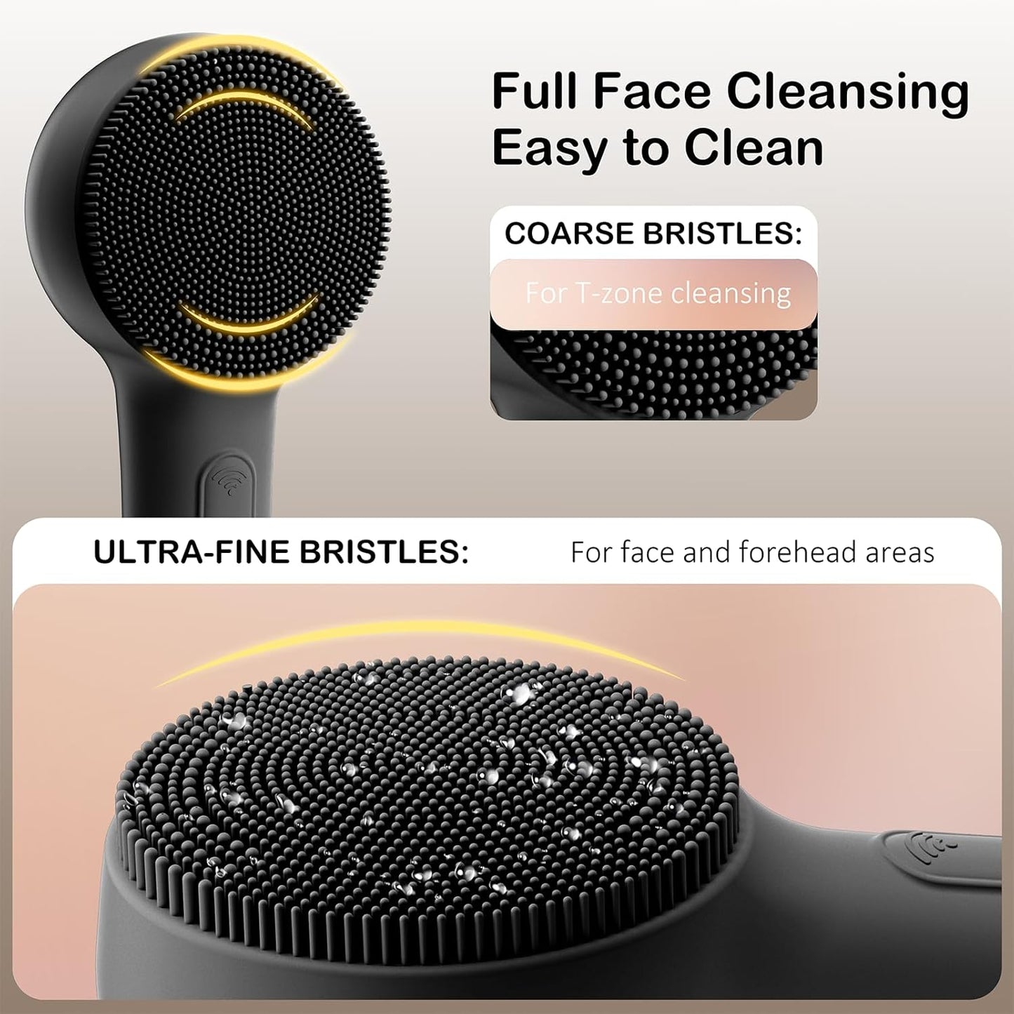 Cepillo de Limpieza Facial de Silicona, Exfoliador Facial Impermeab...
