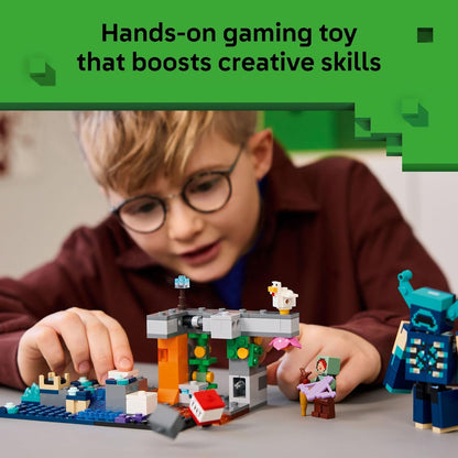 LEGO Minecraft The Warden Encounter - Juego de construcción coleccionable para niños y niñas de 7 años en adelante, con minifigura de guardabosques silenciosos, gran regalo de cumpleaños para