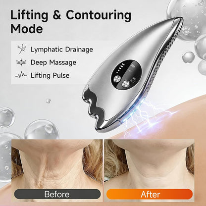 Masajeador facial eléctrico con microcorriente y calentado, 2 en 1...