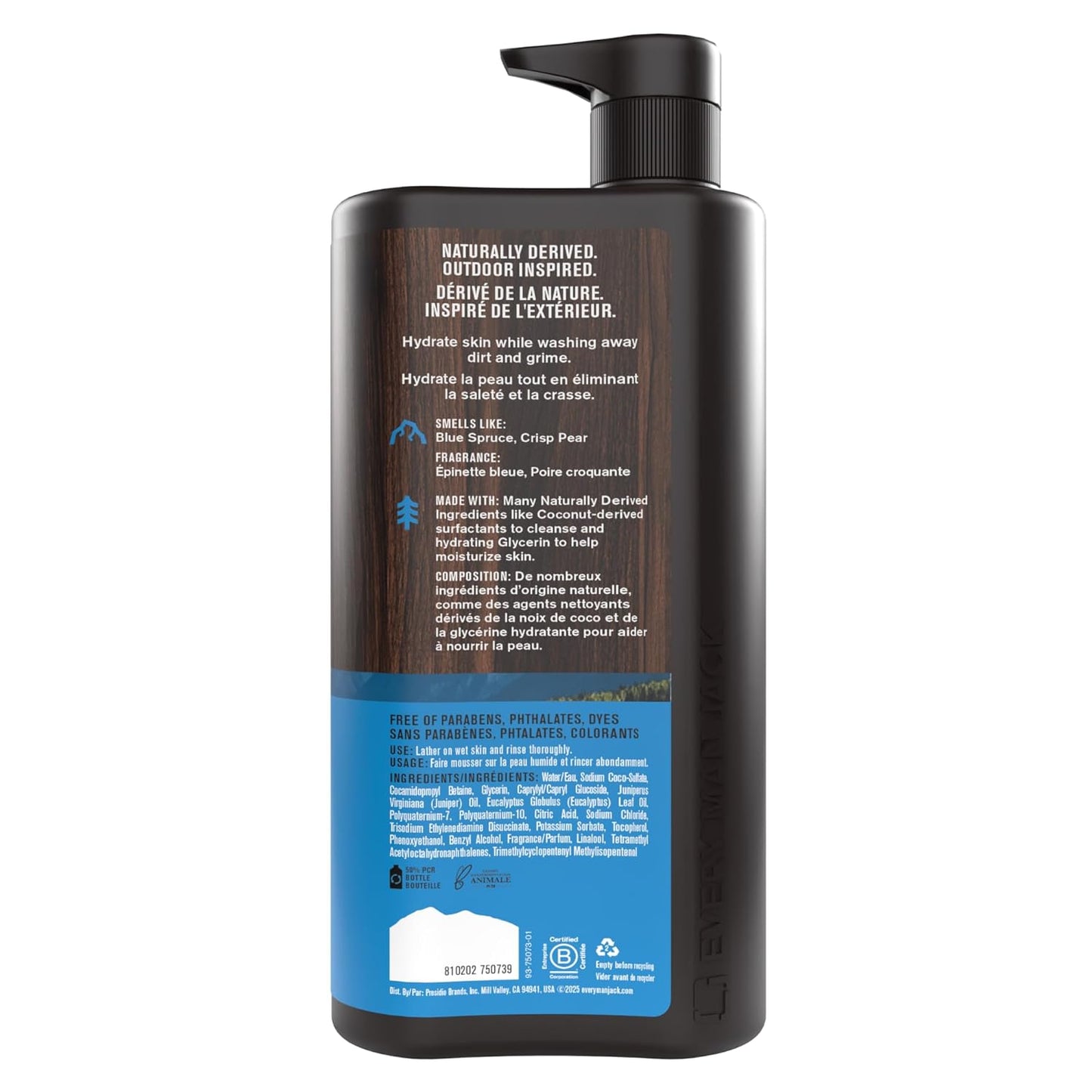 Every Man Jack Mountain Rain Gel de baño para hombre para todo tipo...