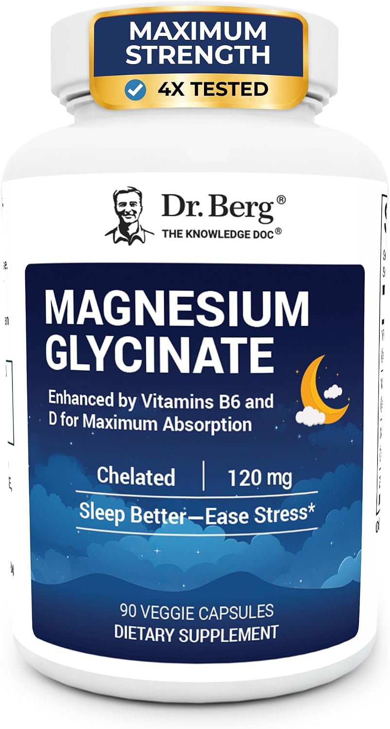 Dr. Berg Glicinato de magnesio quelado 4 en 1 de máxima fuerza con...