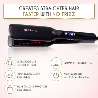 ELLA BELLA® Plancha plana de titanio para alisar el cabello (con in...
