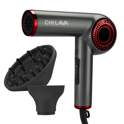 CHI Secador de pelo con motor sin escobillas de lava, diseño plegable, secado más rápido, silencioso, reduce el encrespamiento y mejora el brillo, ajustes de calor y velocidad personalizables