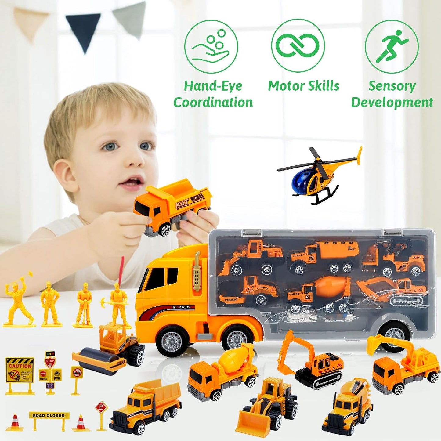 ALOTJOY Juguetes para niños, 13 piezas de automóviles de construcci...