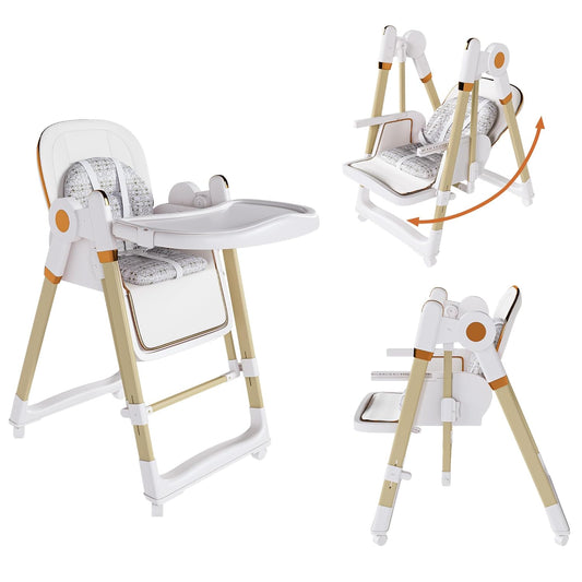 Silla alta plegable para bebés y niños pequeños, columpios portátil...