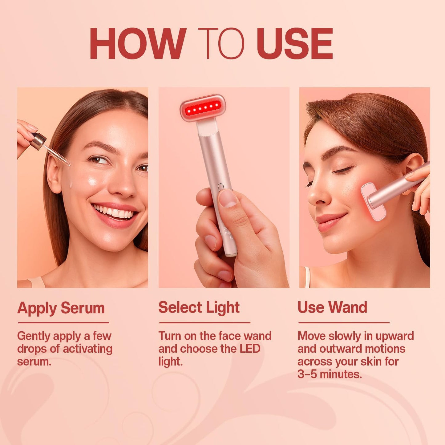 Soulspa Pure Masajeador facial 7 en 1 LED varita de luz roja para c...
