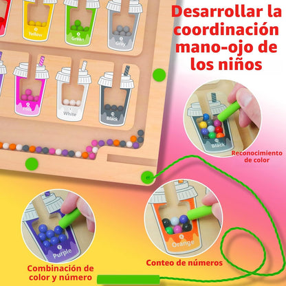 MTYOKILN Laberinto magnético de colores y números, tablero de juego...