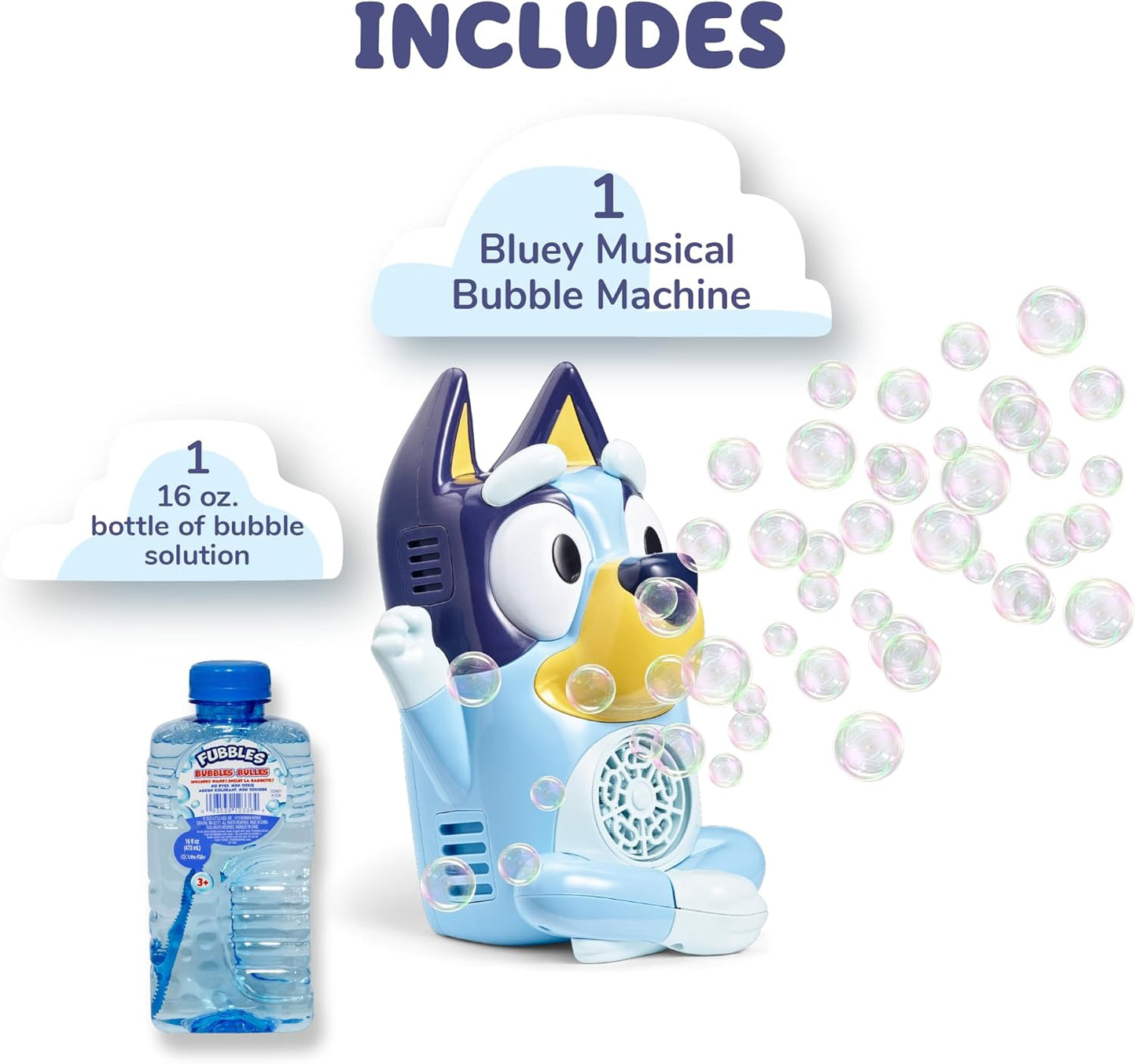 MÁQUINA DE BURBUJAS NO DERRAMABLE BLUEY Musical | Juguete de Burbuj...