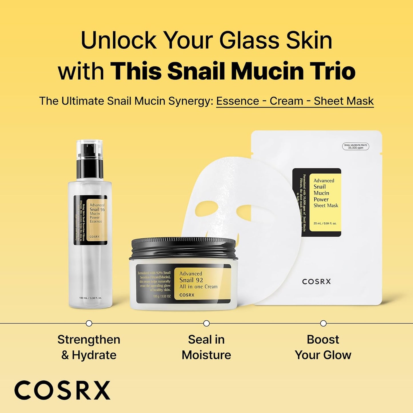 COSRX Máscara de hoja de mucina de caracol 10 EA, máscara facial sin enjuague de esencia de caracol para piel seca, propensa al acné, piel sensible, filtrado de secreción de caracol, no probado en
