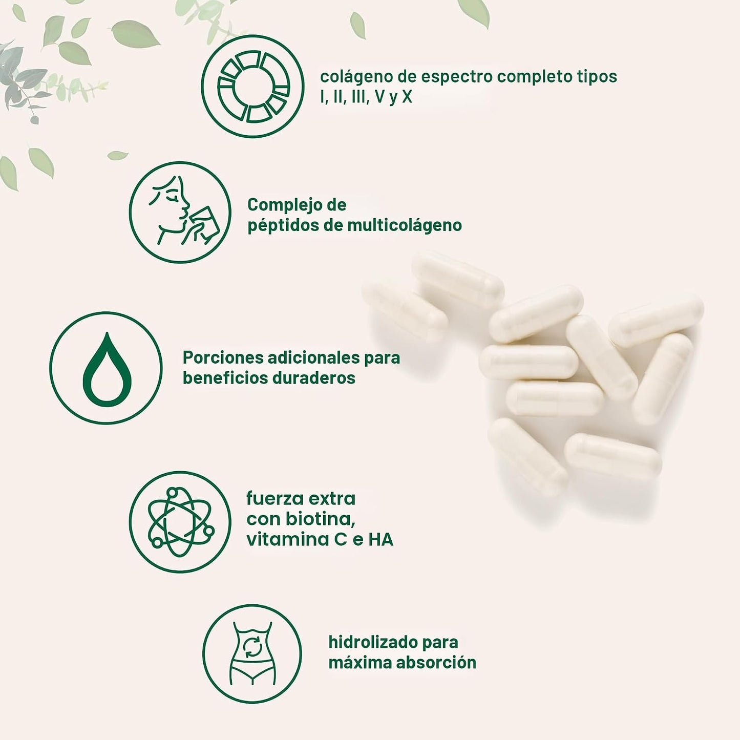 Micro Ingredients Píldoras de colágeno múltiple para mujeres y homb...