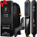 Cepillo iónico calentado para alisar el cabello para hombres, 5 ajustes de temperatura, antiquemaduras, moldeador de barba y bolsa de viaje