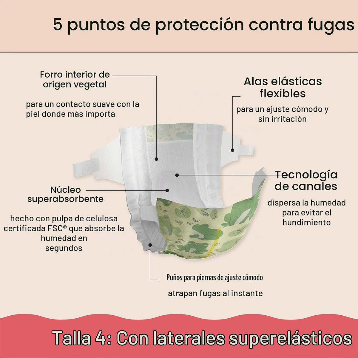 The Honest Company Pañales, hipoalergénicos, UR Ribbiting, talla 4,...