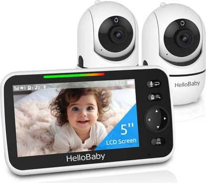 HelloBaby Monitor de Bebé Mejorado de 5'' con Batería de 30...