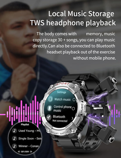 ATEVIX Reloj inteligente con auriculares para hombres, reloj redond...