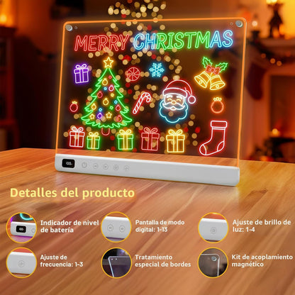 Lumiboard Tablero de dibujo LED con 13 efectos de luz, 16 pulgadas,...