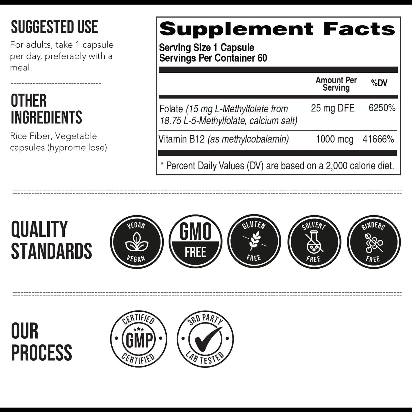 L Metilfolato 15mg Plus Metil B12 Cofactor \u2013 Alta Potencia, Fo...