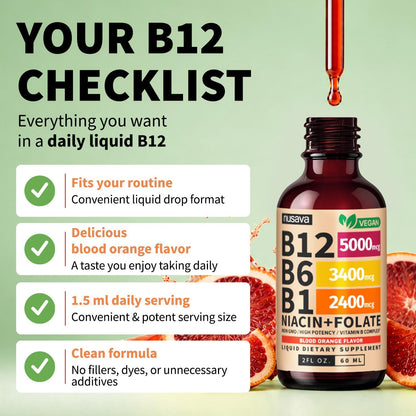 Paquete de 2 gotas líquidas de vitamina B12 y B6, complejo de vitam...
