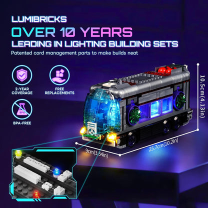 Cyberpunk Future-Bus - Juego de ladrillos de construcción, colección de vehículos del futuro de Cyberpunk City, luz LED, 2 en 1, modelo de automóvil, 605 piezas para adultos y amantes de la
