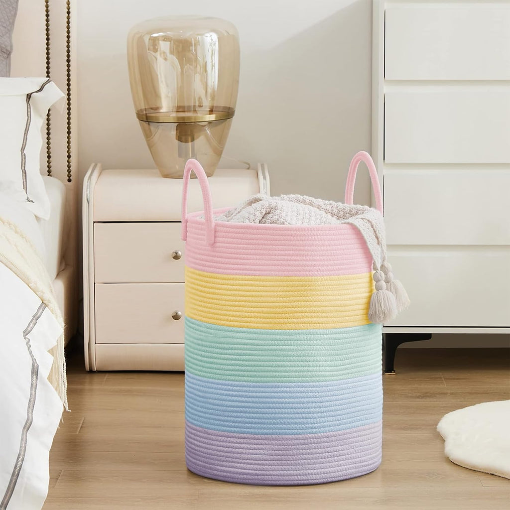 YOUDENOVA Cesta para Ropa Sucia, Cesta de Ropa Tejida Alta de 58L p...