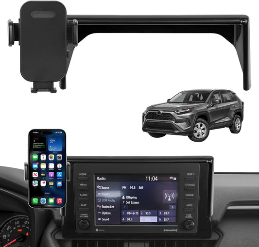 KAKSEY Soporte de teléfono para automóvil compatible con Toyota RAV4 2019-2025, accesorios para automóvil, clip fijo de pantalla de 7/8 pulgadas, soporte de pantalla de navegación para teléfono