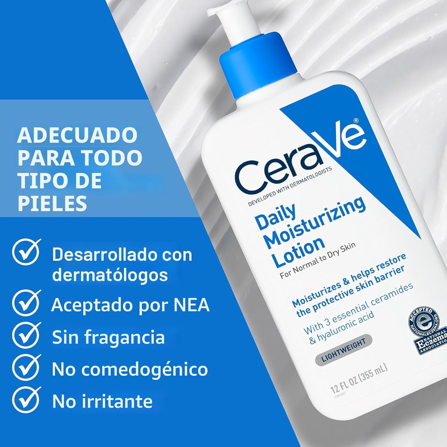 CeraVe Loción hidratante diaria para piel seca, loción corporal y h...