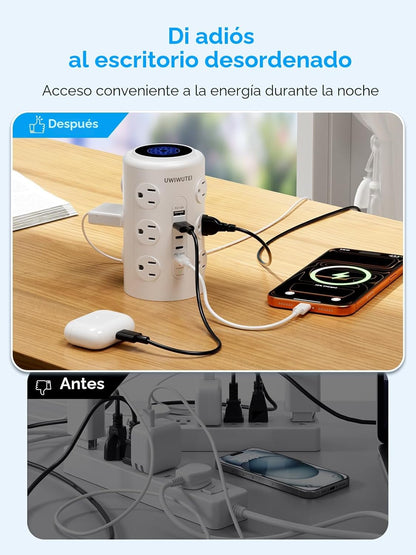 Regleta de alimentación de torre con 1 puerto dedicado de carga ráp...