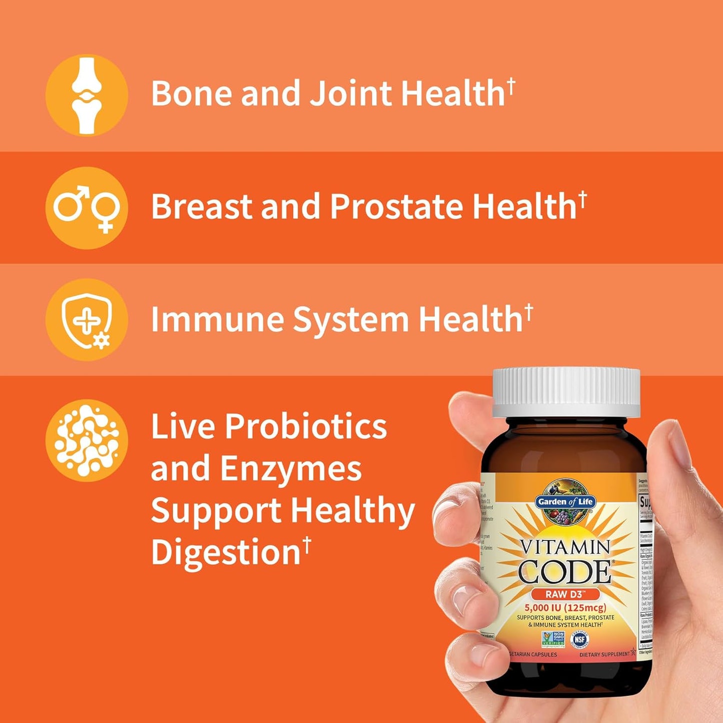 Garden of Life Vitamina D, Vitamin Code Raw D3, Vitamina D 2,000 UI...