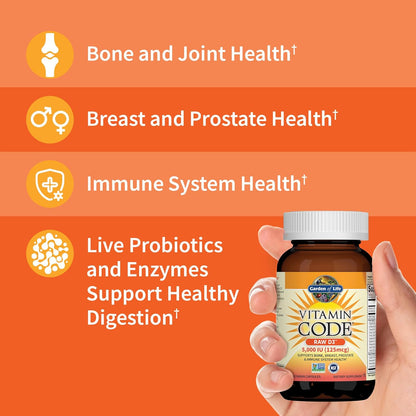 Garden of Life Vitamina D, Vitamin Code Raw D3, Vitamina D 2,000 UI...