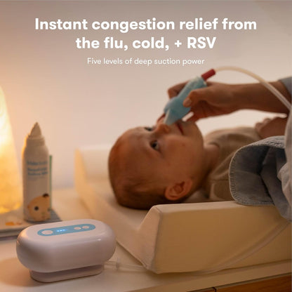 Frida Baby Aspirador nasal eléctrico NoseFrida Pro para bebé, succión de grado hospitalario, succión de nariz para bebés y niños pequeños, aspirador nasal para aliviar la congestión, 5 niveles de
