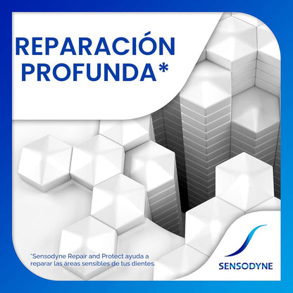 Sensodyne Repair & Protect - Pasta dental blanqueadora para dientes sensibles y prevención de caries, 3.4 onzas (paquete de 4)