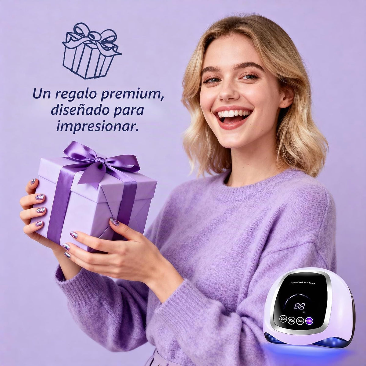 Lámpara de uñas UV, secador de uñas LED de 180 W para esmalte de ge...