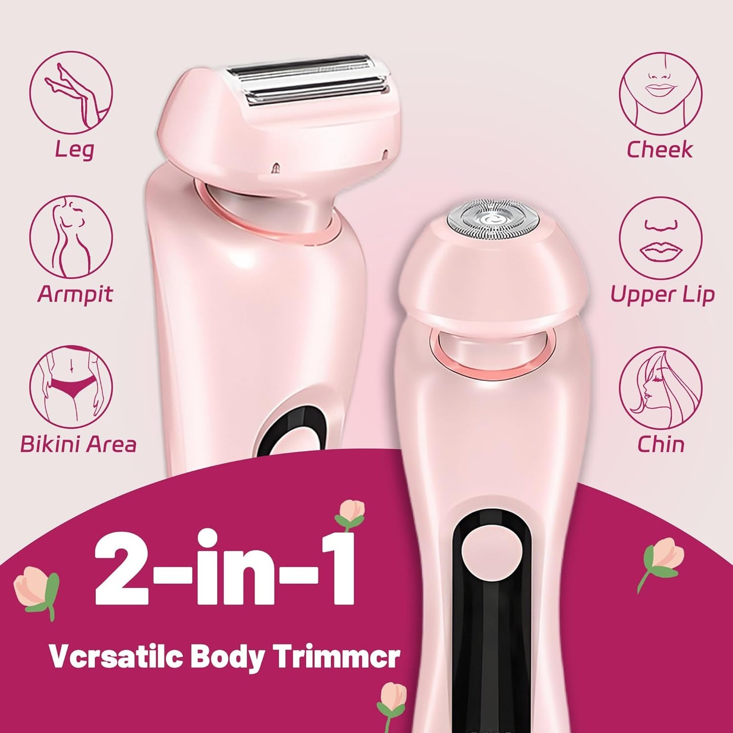 NaTuGi Afeitadora eléctrica 2 en 1 para mujer, húmedo, seco, de dob...