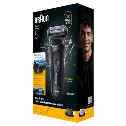 Braun Maquinilla de afeitar eléctrica para hombres Serie 5, afeitadora de barba, afeitadora eléctrica con peluquero corporal y estuche de viaje, S5 5155cs