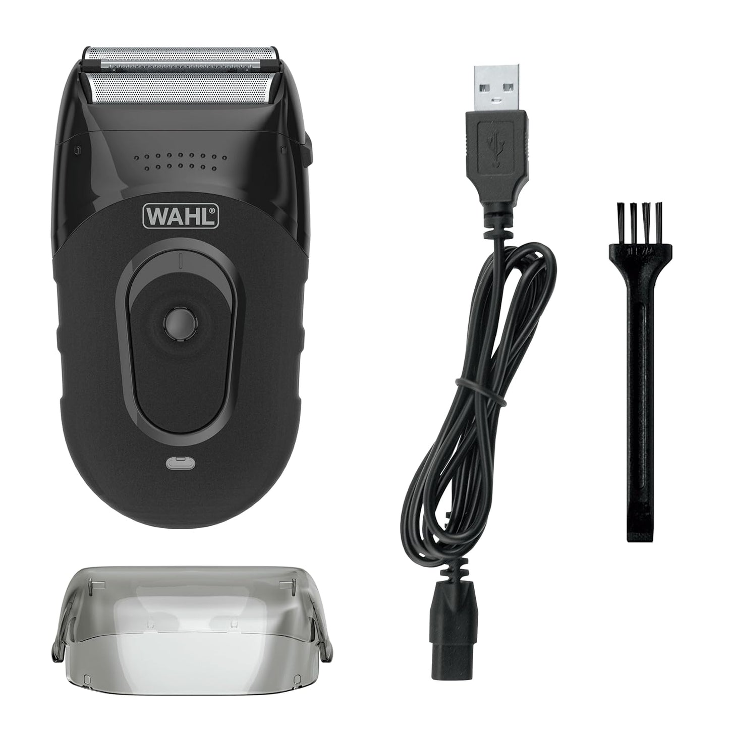 Wahl Kit compacto de afeitadora de iones de litio recargable con láminas higiénicas enjuagables y barra cortadora con láminas flexibles dobles que se mueven con los contornos de tu cara - 7065