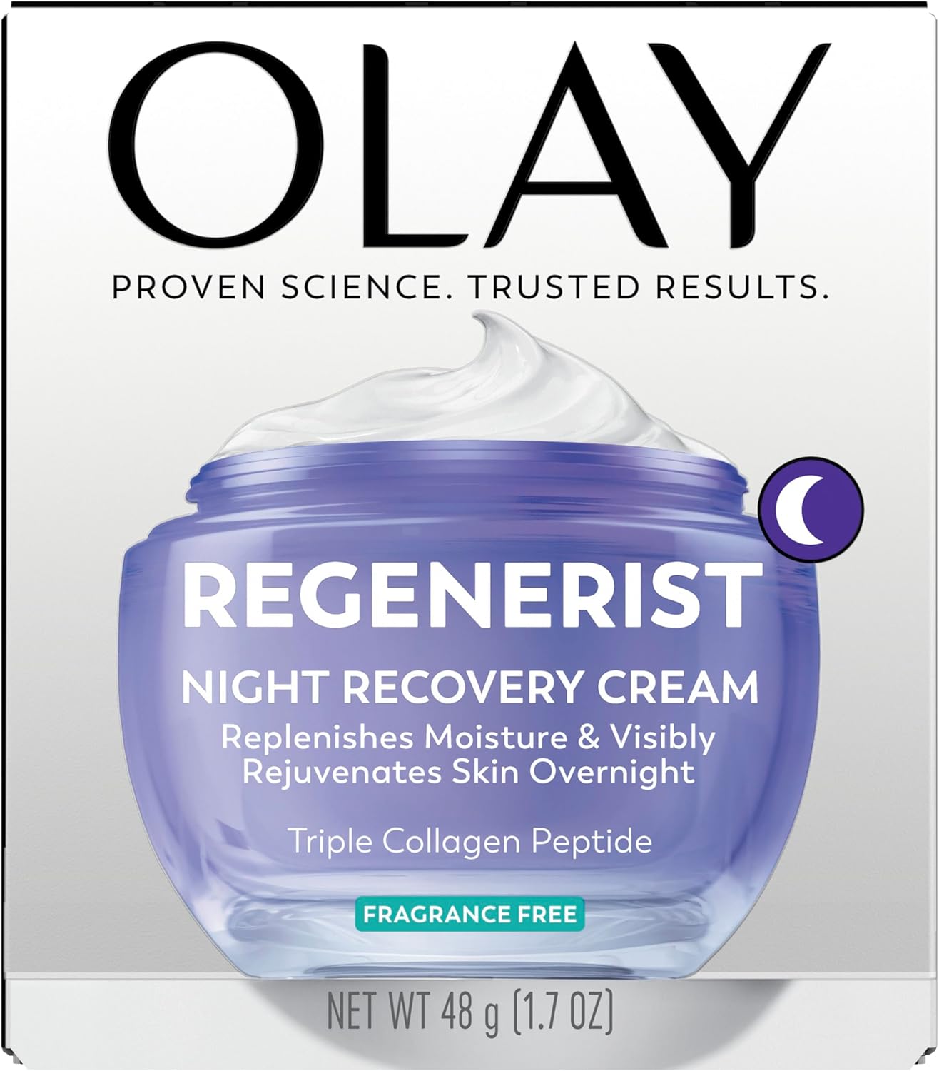Olay Regenera Noche Recuperación Crema & crema facial hidratante, 1.7 onzas
