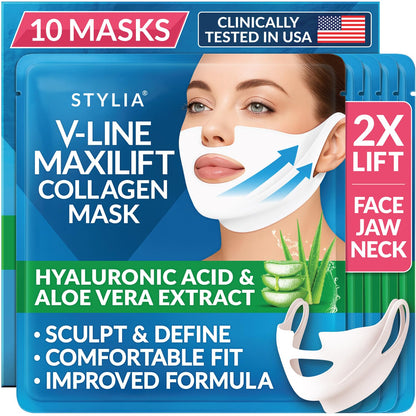 Stylia MaxiLift V-Line - Máscara facial de colágeno con elevación \...