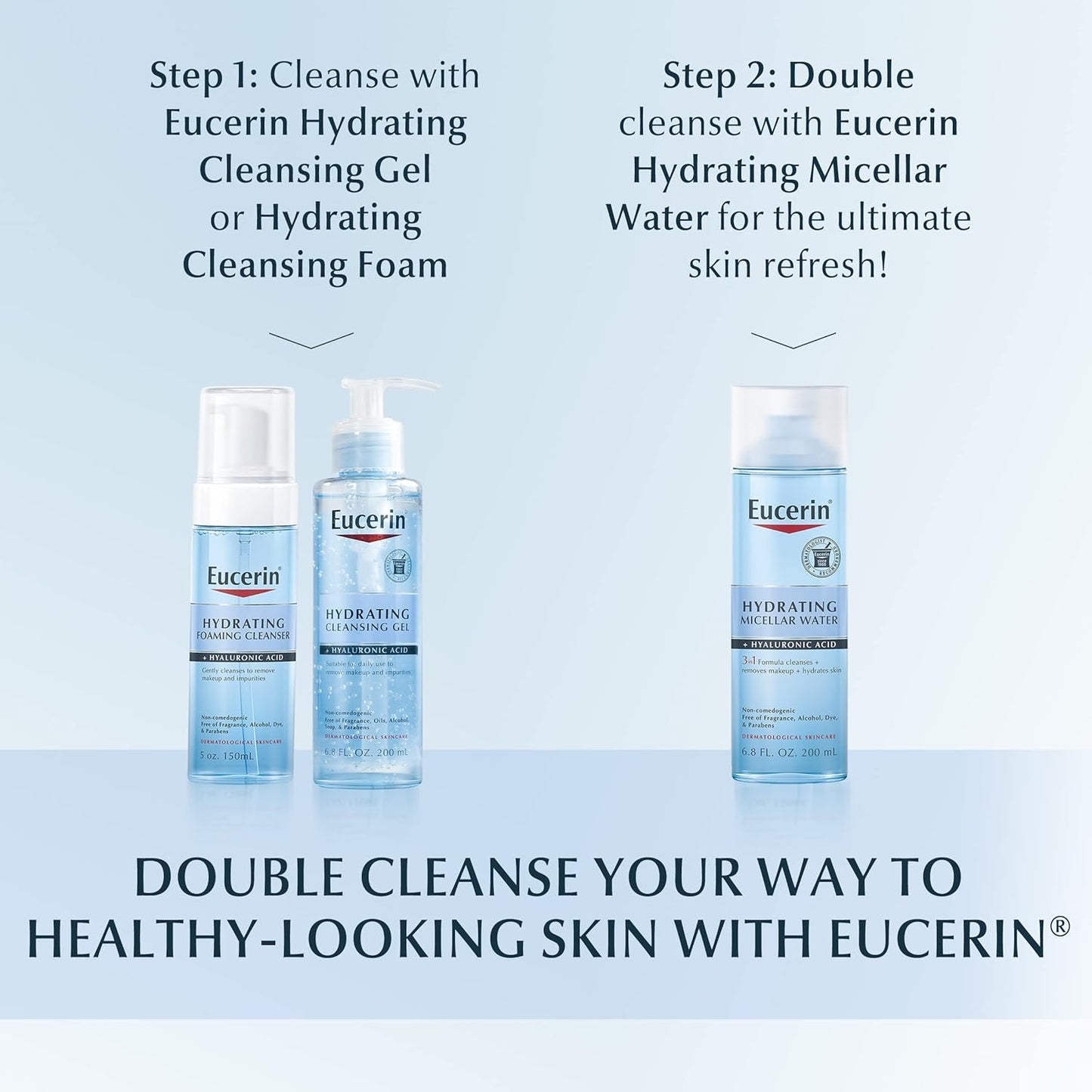 Eucerin Limpiador facial diario hidratante espumoso con ácido hialurónico, 5 onzas líquidas