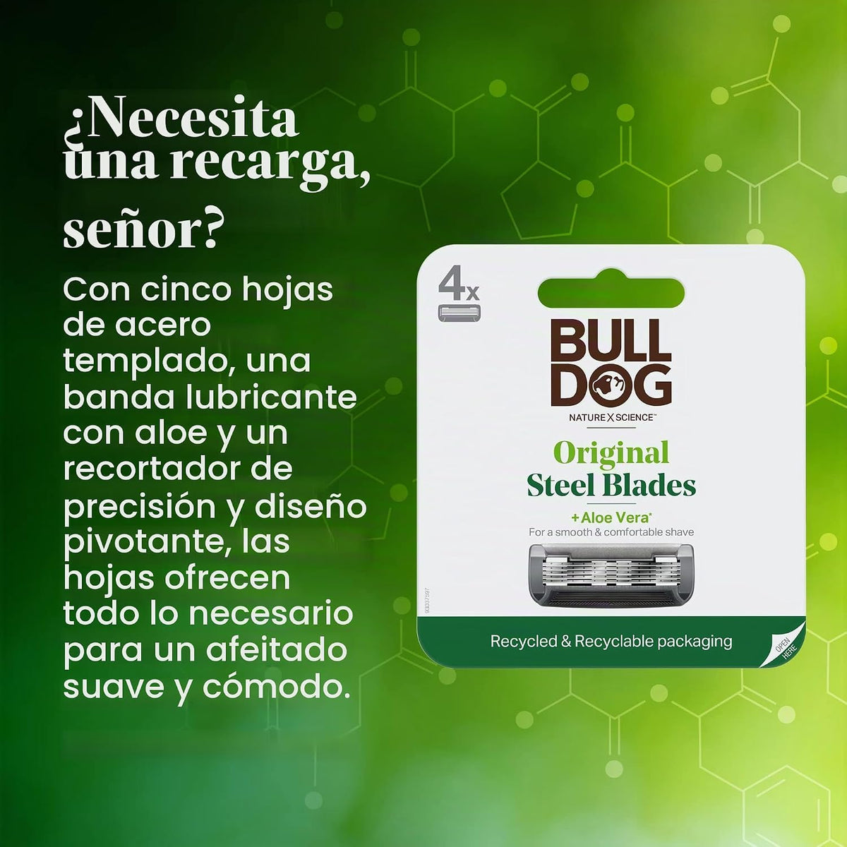 Bulldog Recambios originales de cuchillas de afeitar para el cuidad...