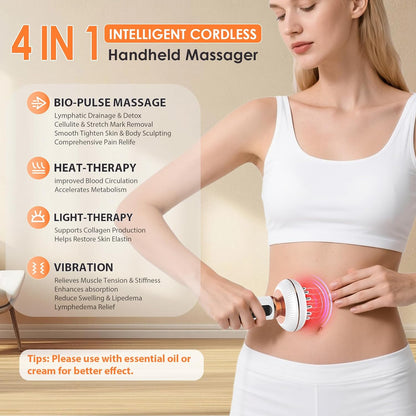 Máquina para esculpir el cuerpo 4 en 1, masajeador de drenaje linfático, herramienta de masaje Anit para celulitis, ayuda a reducir las estrías, la celulitis y la grasa, dispositivos de alivio del