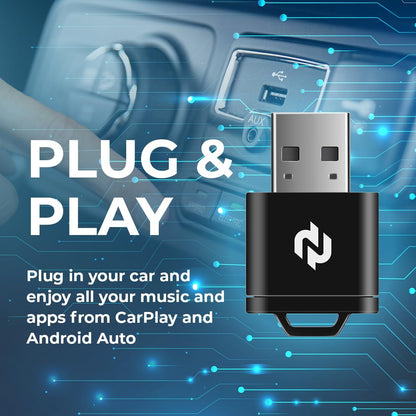 Adaptador CarPlay inalámbrico N para autos CarPlay con cable de fábrica. Convierte Apple CarPlay con cable a inalámbrico, conexión rápida y estable de 5 GHz, dongle USB Plug & Play, reconexión