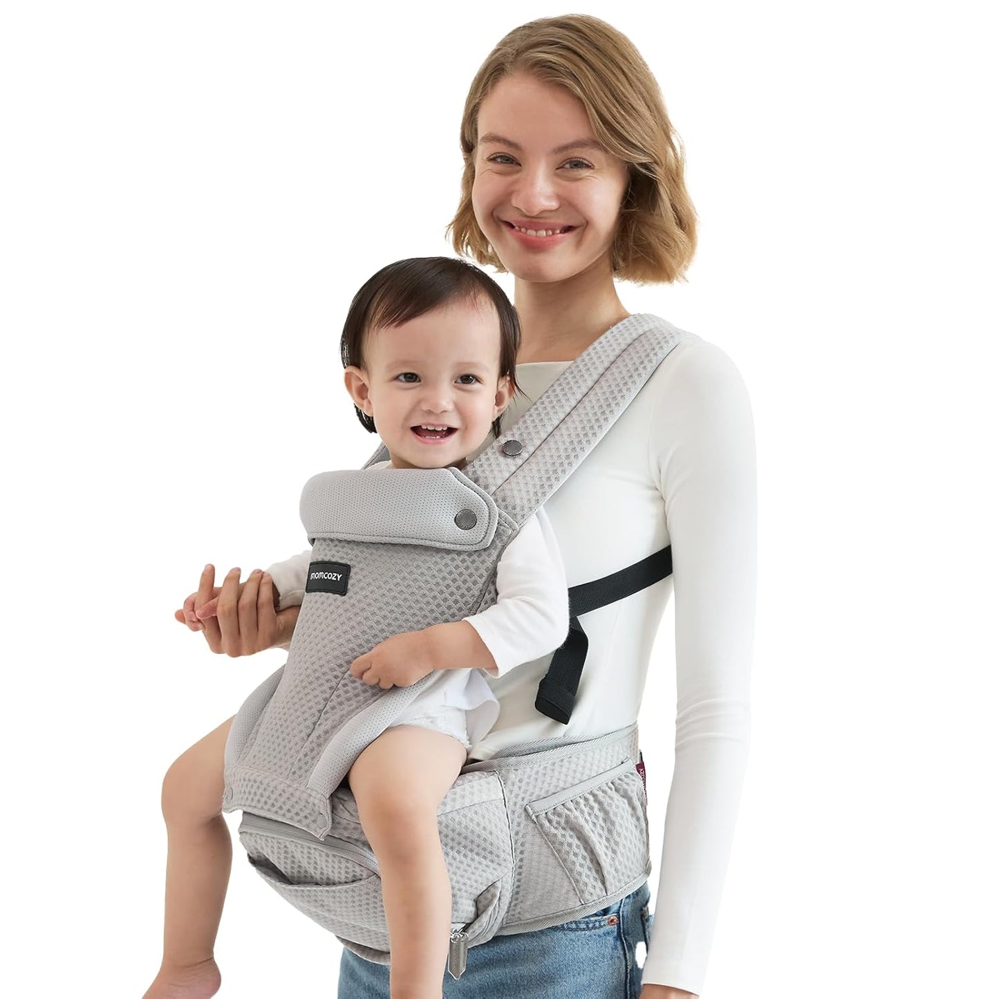 Momcozy Portabebés con asiento de cadera, transporte orientado haci...