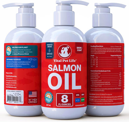 Aceite de salmón para perros y gatos, piel y pelaje saludables, ace...