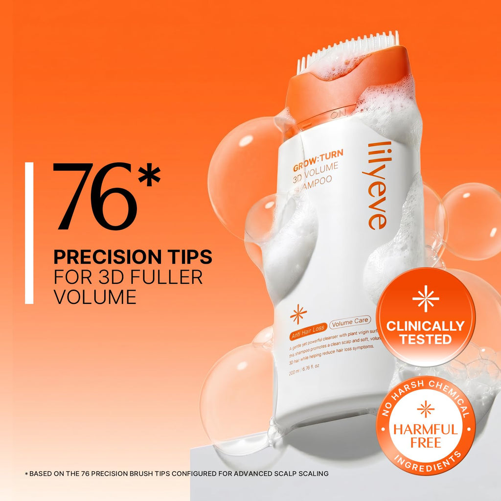lilyeve GROWTURN Champú con cepillo de volumen 3D, biotina, crecimi...