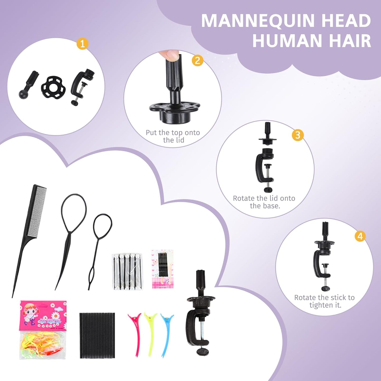 Cabeza de maniquí de cabello humano 80% cabello real, cabeza de man...
