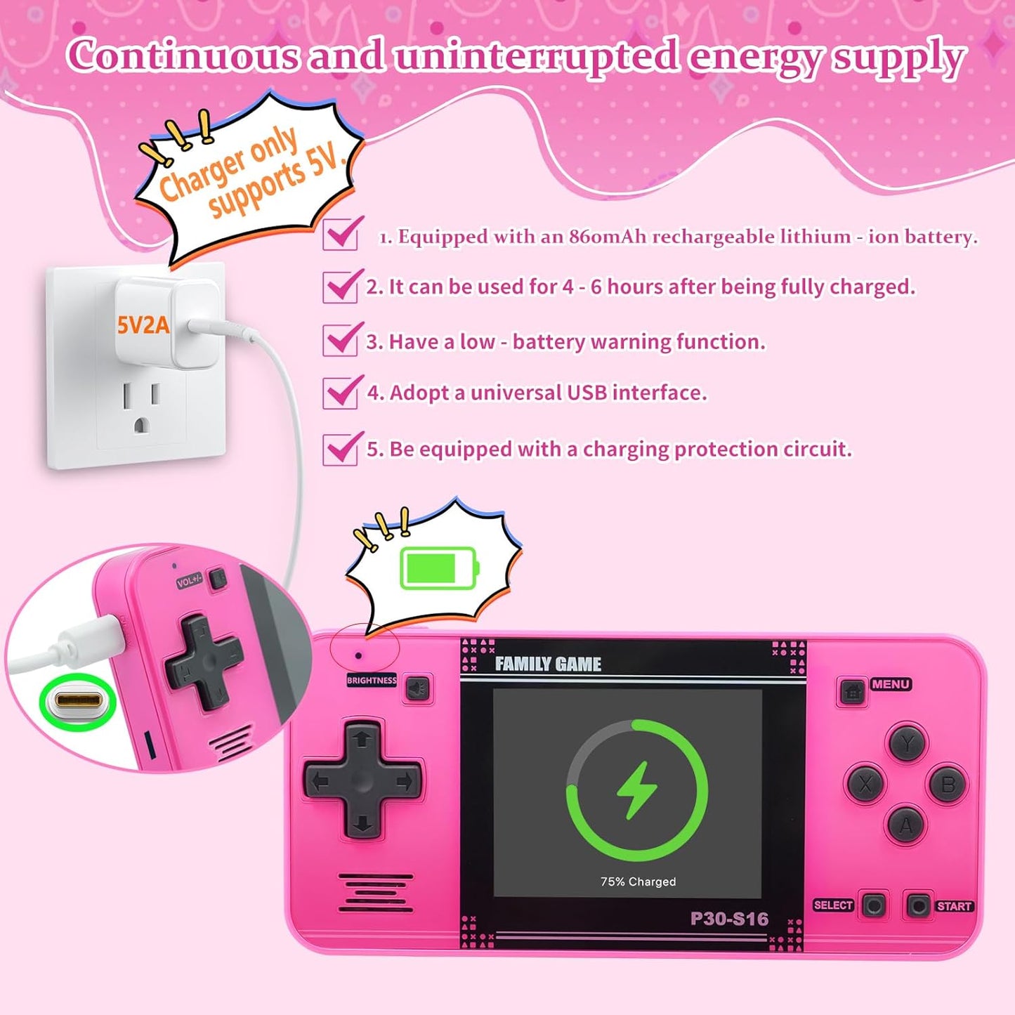 Juego de mano para niños - 220 videojuegos retro precargados, repro...
